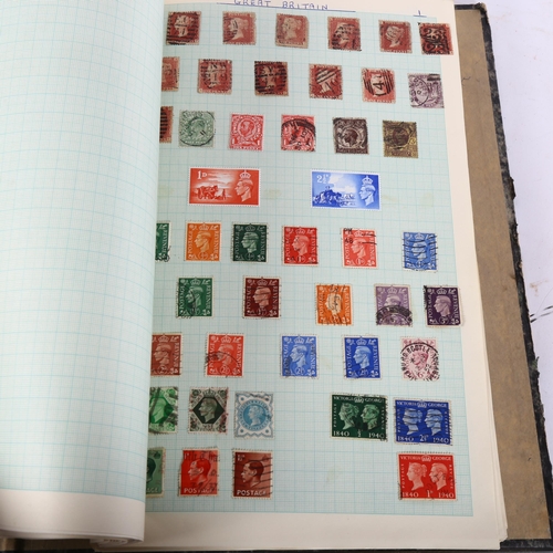 96 - An album of GB and world stamps, including Penny Reds, Hong Kong, and India