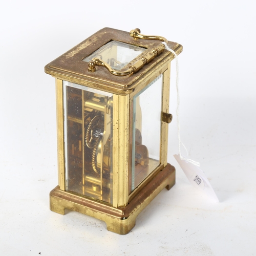 117 - BAYARD - a French brass-cased carriage clock with bevelled-glass panels, rear of the dial marked Duv... 