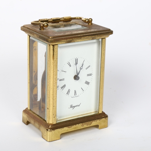 117 - BAYARD - a French brass-cased carriage clock with bevelled-glass panels, rear of the dial marked Duv... 