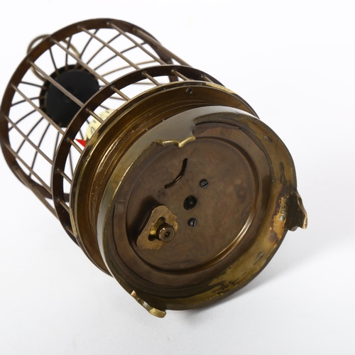 122 - A small reproduction brass bird cage automaton clock, height 12cm, not currently working