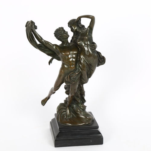 13 - A reproduction patinated bronze figural sculpture, Classical man and lady dancing, signed Sartokisio... 