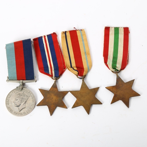 142 - A set of 4 Second World War Service medals, comprising George VI War medal, African Star, 1939 -1945... 