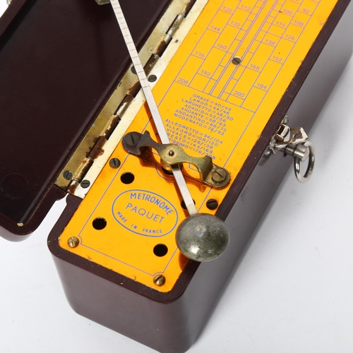 148 - An Art Deco French Bakelite Paquet metronome, case length 16cm