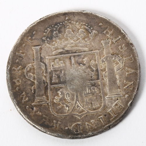 154 - George III (1760 - 1820), oval countermark upon silver 1792 Spanish 8 Reales Dollar of King Charles ... 
