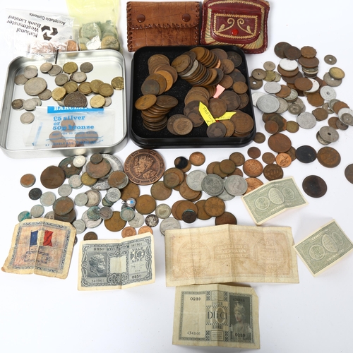 155 - Various world coins and  banknotes