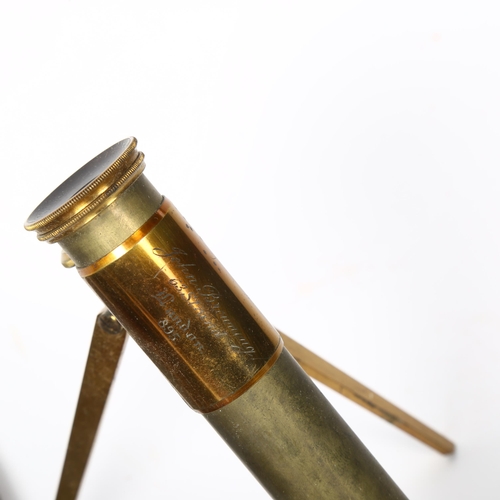 160 - An Antique brass travelling tripod microscope by John Browning of London no. 895, with various rosew... 