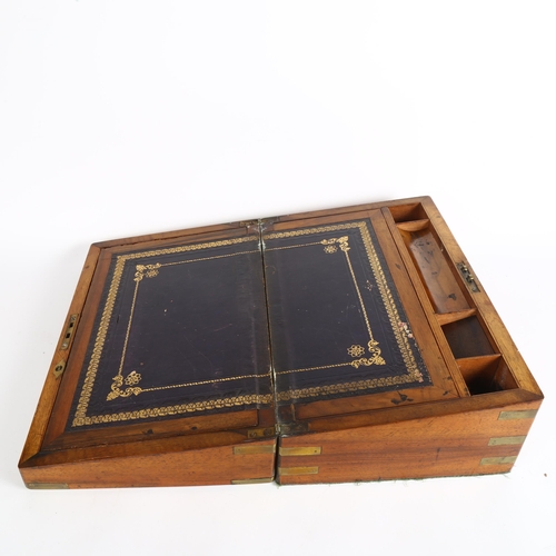 172 - A 19th century mahogany and brass-bound writing slope, width 40cm