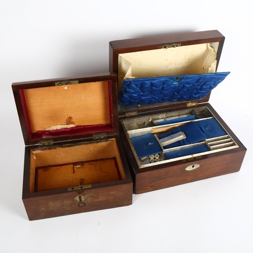 177 - A Regency rosewood sewing box with tray-fitted interior, width 27cm, and a Victorian mahogany dome-t... 