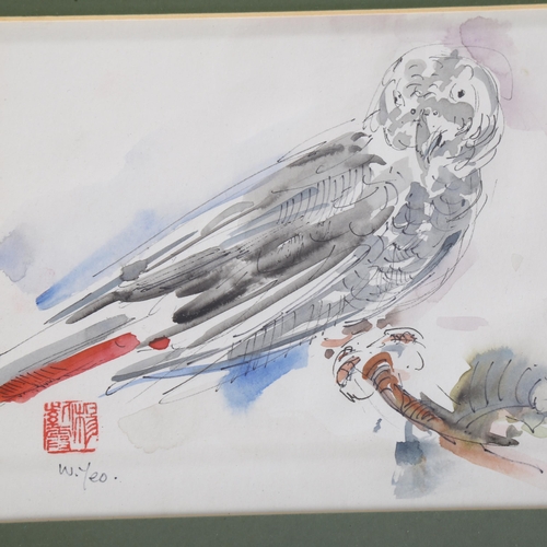 204 - Wendy Yeo, pair of Chinese watercolours, bird studies, framed