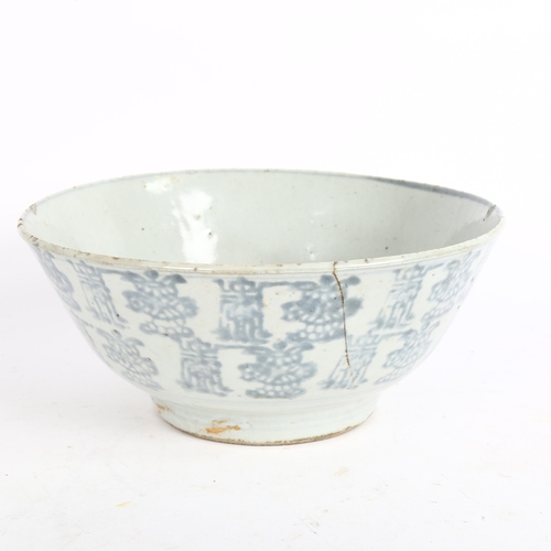 217 - An Antique Chinese blue and white provincial bowl, width 25cm