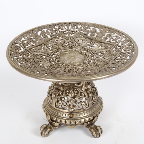 22 - A 19th century Neo-Classical style silver plate on bronze tazza, pierced and moulded decoration with... 