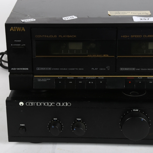 257 - A Cambridge Audio A1 Mk3 stereo integrated amplifier, and a Aiwa AD-WX505 double cassette deck