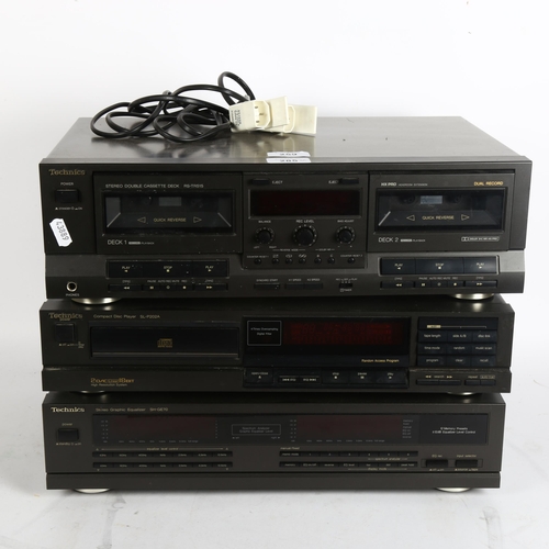 259 - A Technics stereo double cassette deck, RS-TR515 dual record, Technics compact disk player, SL-P202A... 