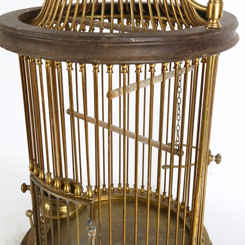 270 - A Vintage French brass bird cage, height 65cm, width 33cm