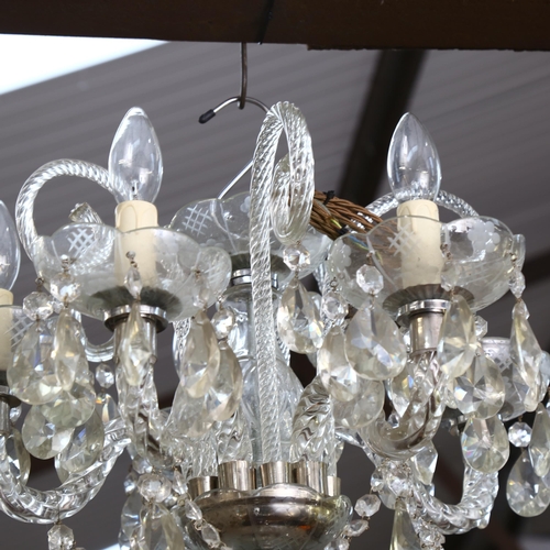 272 - A cut-glass 5-branch chandelier, height 40cm