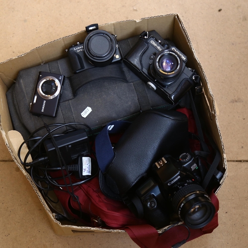 277 - Various Vintage cameras and hand-held video recorders, and lenses, including Fugix-8 video recorder,... 