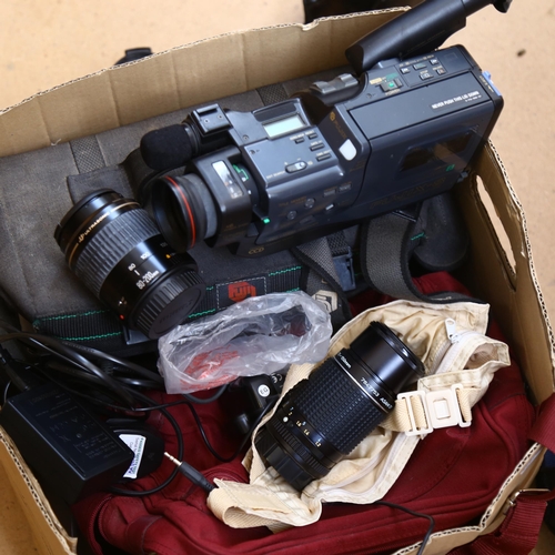 277 - Various Vintage cameras and hand-held video recorders, and lenses, including Fugix-8 video recorder,... 