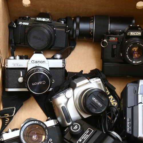 281 - A quantity of Vintage cameras and hand-held video cameras, including Sony Digital Handycam, Canon TL... 