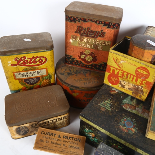 286 - A quantity of Vintage tins, including Ovaltine Rusks, Rileys Golden Cream Dainties, Letts Caramel Fr... 