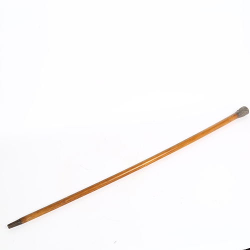 31 - An Indian Malacca walking cane, with unmarked white metal knop, length 90cm