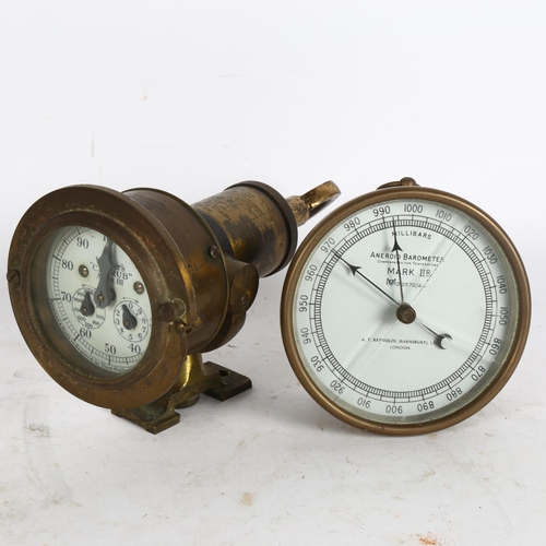 310 - A Walker's cherub Mk III ship's barometer, and an aneroid barometer, Millibars Mk II B