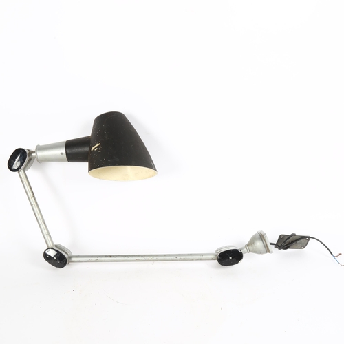 36 - E.D.L - a mid-20th century machinist's anglepoise desk lamp, extended length 100cm