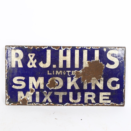 46 - A Vintage R & J Hills Ltd Smoking Mixture double-sided enamel advertising sign, 23cm x 46cm