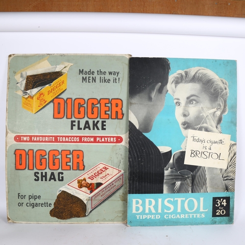 54 - 4 early 20th century cardboard pictorial cigarette advertising signs, including St Bruno, Digger Fla... 