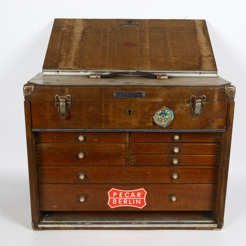 60 - A mid-20th century Neslein engineer's tool chest, with fitted drawers and baize-lined lid interior, ... 