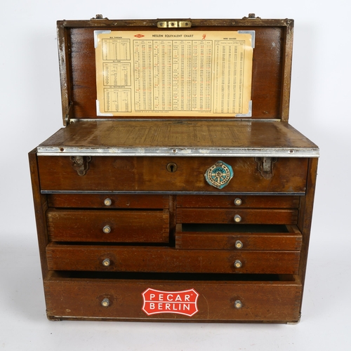 60 - A mid-20th century Neslein engineer's tool chest, with fitted drawers and baize-lined lid interior, ... 