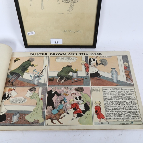 85 - WITHDRAWN  R F Outcault, Buster Brown The Fun Maker book, and an Art Nouveau coloured print, by Glad... 