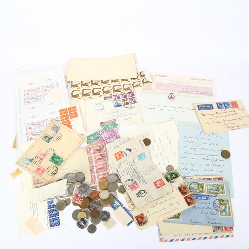 88 - Various postage stamps and world coins