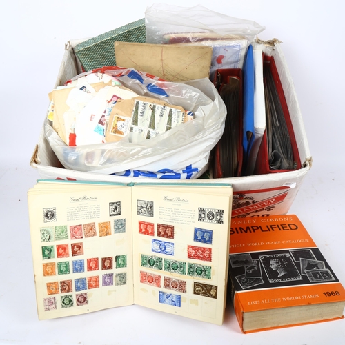 99 - Various postage stamp albums, First Day Covers, and bags of loose stamps