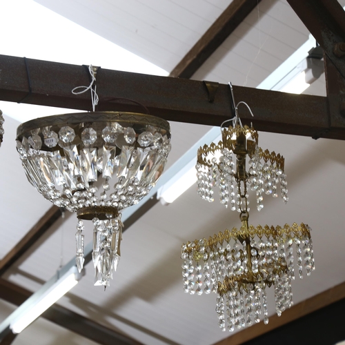 542 - A group of Vintage chandeliers, including 2 basket drop hexagonal chandeliers, and 2 others