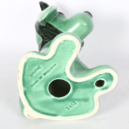 550 - A Sylvac green pottery dog with toothache, 2451, 26cm