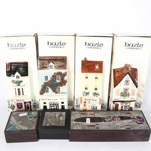 556 - 4 boxed Hazle Ceramics shop fronts, and 3 decorative boxes