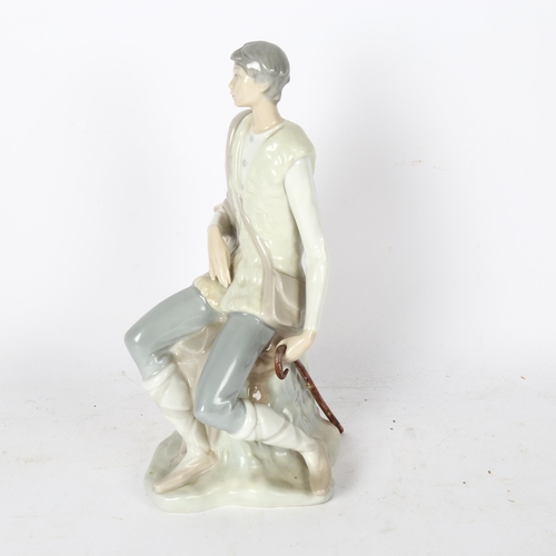 568 - Lladro sculpture of a young man with a crook, 26cm