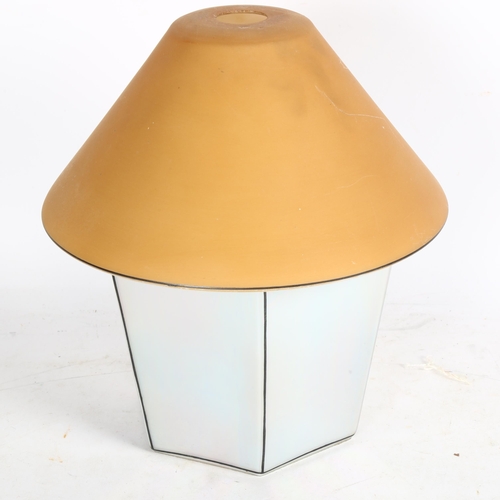 699 - An unusual Art Deco iridescent and coloured glass lantern light shade, moulded in 1 piece, height 26... 