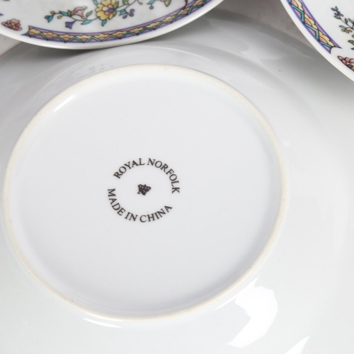 701 - 8 boxes of Royal Norfolk dinner and teaware with floral borders, including soup plates, cups and sau... 