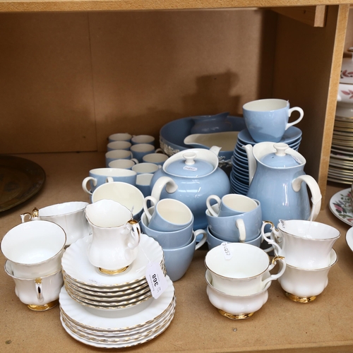 705 - Wedgwood Summer Sky coffee set and matching tea set, including teapot and toast rack, and Royal Albe... 