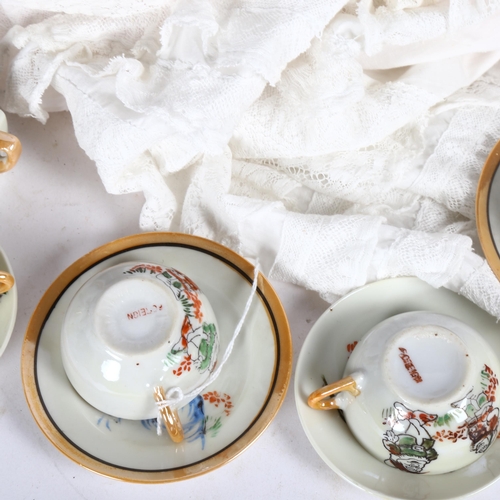 709 - Vintage doll's tea set with Snow White theme, and a German Spezial porcelain-headed doll with jointe... 