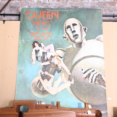 725 - Queen, News Of The World, album cover cardboard billboard used in a local record shop, used for adve... 