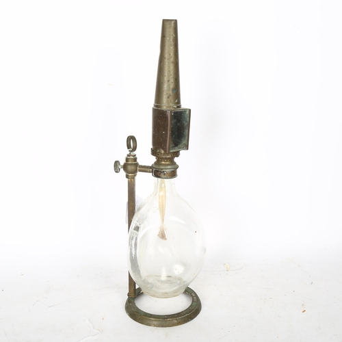 735 - An Antique microscope oil lamp, by W Watson & Sons Ltd of London, circa 1900, with dimple glass font... 