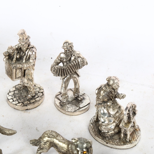 153 - A group of Royal Hampshire silver plated figures, various pewter dogs etc