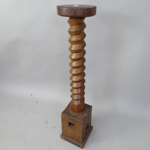 2101 - A French oak spiral turned column, H95cm