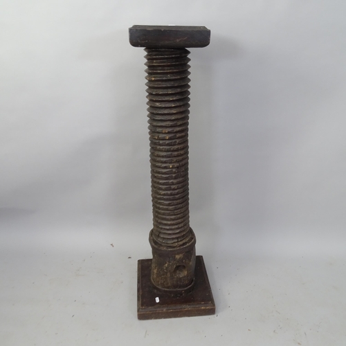 2102 - A French oak spiral turned column, H112cm