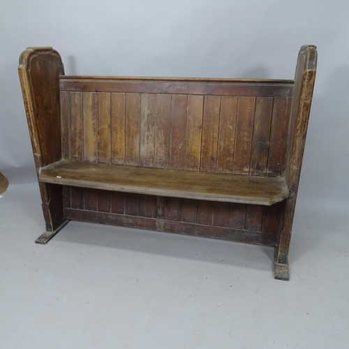 2121 - An Antique Gothic pitch pine church pew, 138cm x 104cm x 50cm