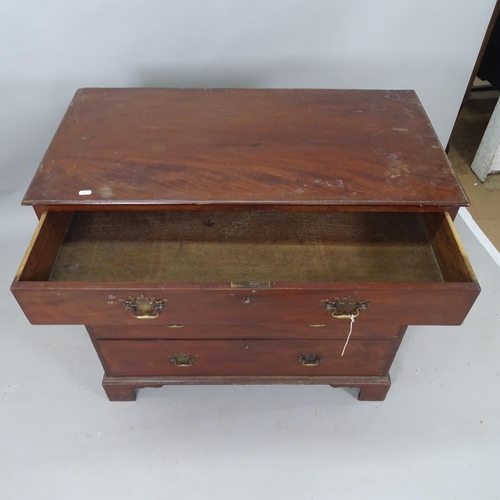 2123 - An Edwardian mahogany chest of 4 long drawers, on bracket feet, 95cm x 90cm x 49cm