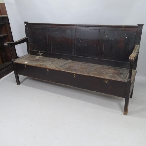 2132 - An Antique oak settle, 198cm x 108cm x 57cm