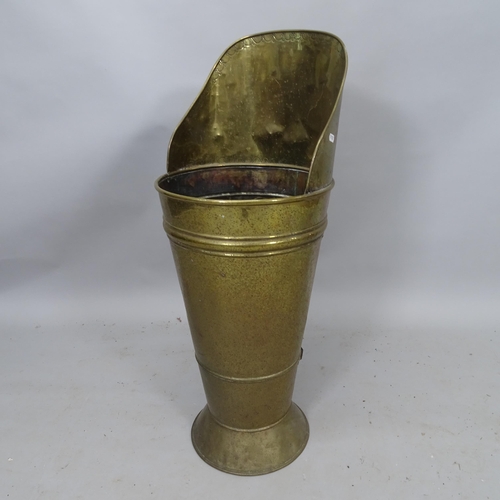 2135 - A brass coal scuttle/stick stand, H85cm